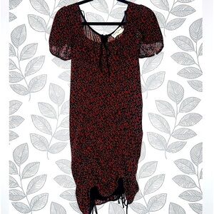 Victoria + Sofia Mini Dress S NWT Black Red Floral Tie Hem Lingerie Slip Style